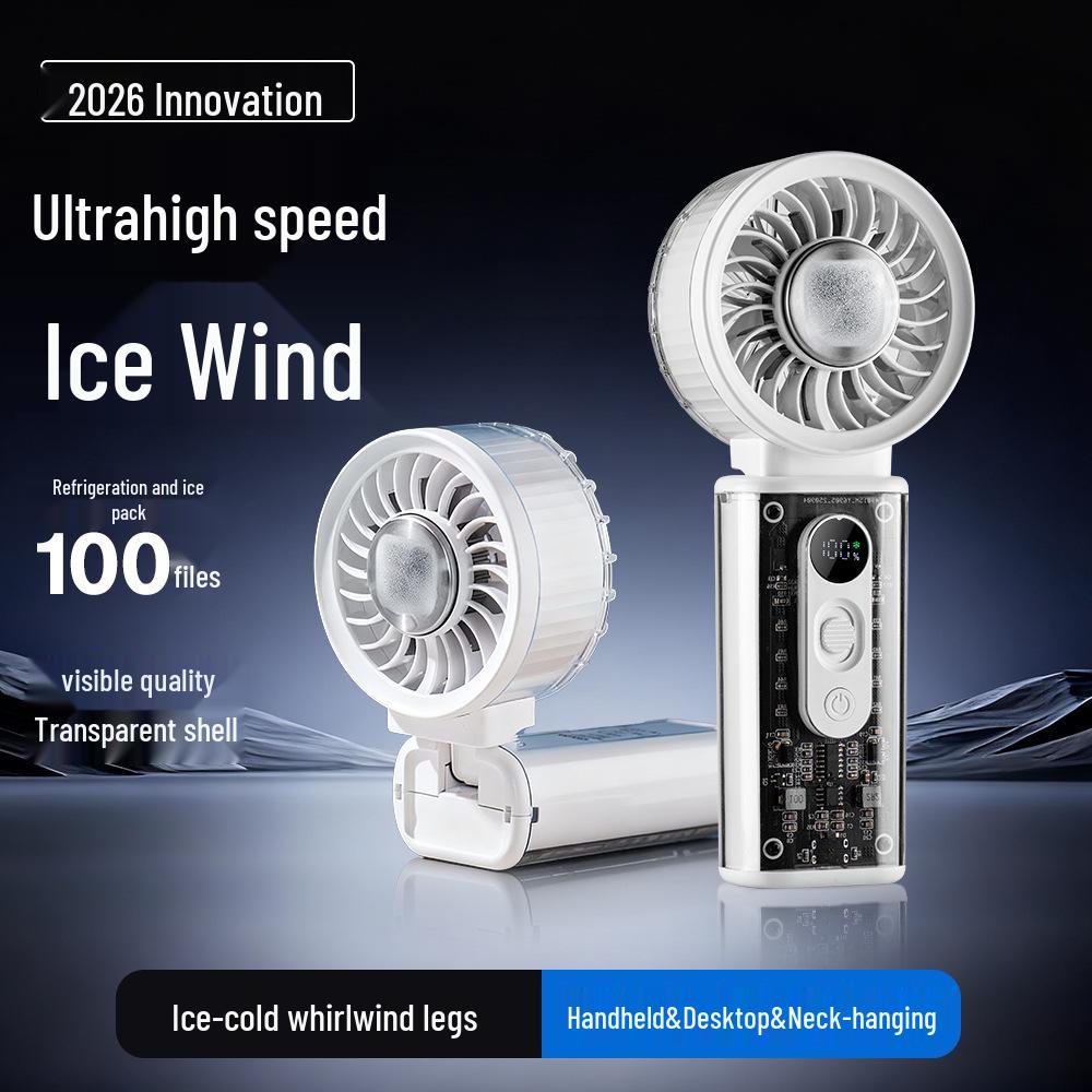2026 Portable High-Speed Neck-Hanging Cooling Fan with Folding Handheld Design