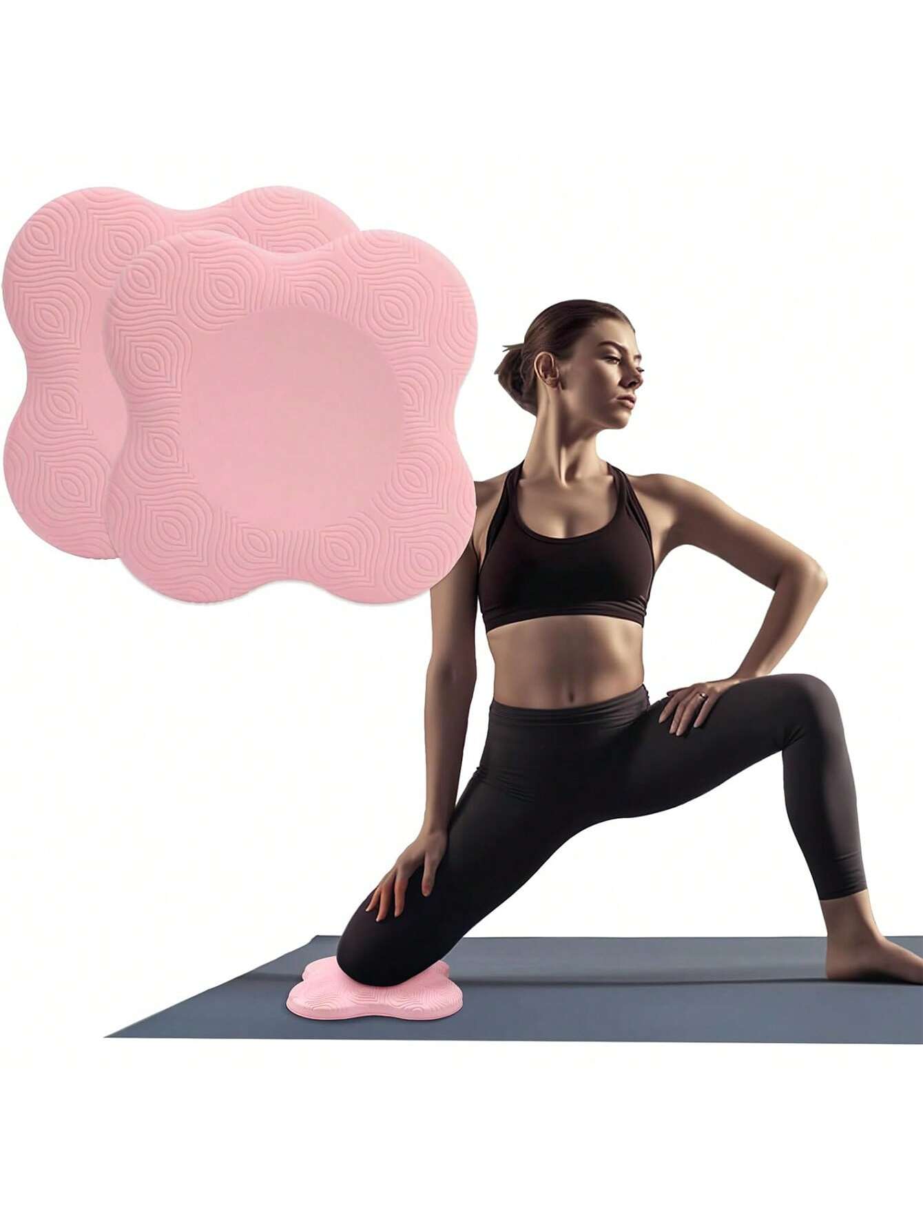 

2 Pieces Pilates Exercise Non-Slip Yoga Knee Pad - Pilates Workout Durable Portable Thick Cushion Supports Knee Joint Protection