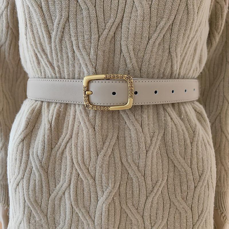 Genuine Leather Womens Cowhide Belt Alloy Buckle Fashionable Casual Decoration