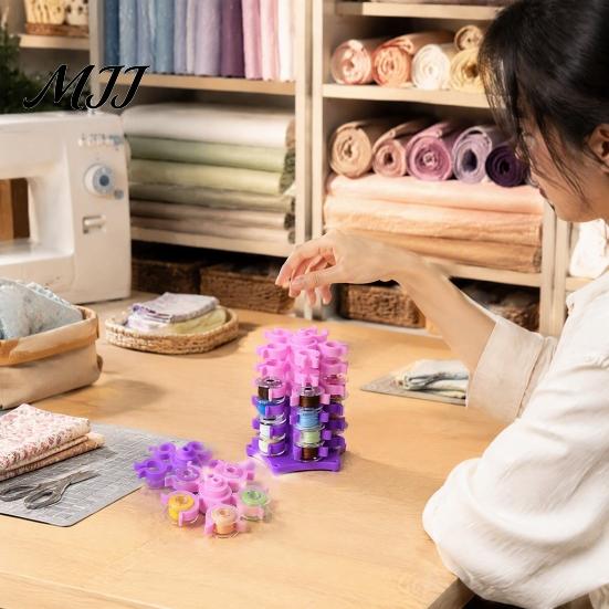 Thread Storage Solution Bobbin Holder Tower, Rotating Organizer, Detachable Modular Stand Clips, Tangle-free Sewing for Quilting Enthusiasts