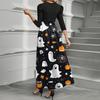 Damenmode Lässig Gürtel Dreiviertelarm Rundhals Halloween Bedruckt Elegant Temperament Kleider