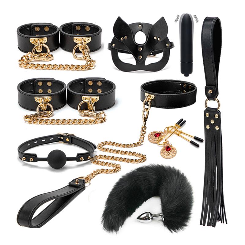 Kits For Bondage Collar Genuine Leather Neck Restraint With LeashErotic Sex Toys For Women Couple Adult Games Sex Product