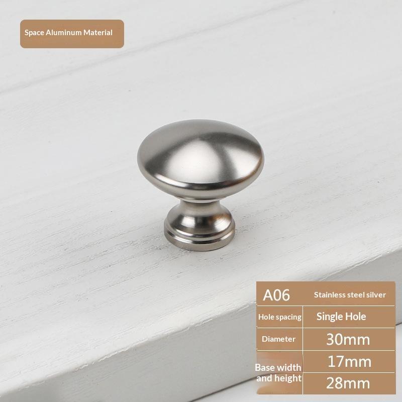 Home Decoration Silver Aluminum Single Hole Handle Modern Wardrobe Drawer Round Knob Kitchen Cabinet Furniture Small Door Handle