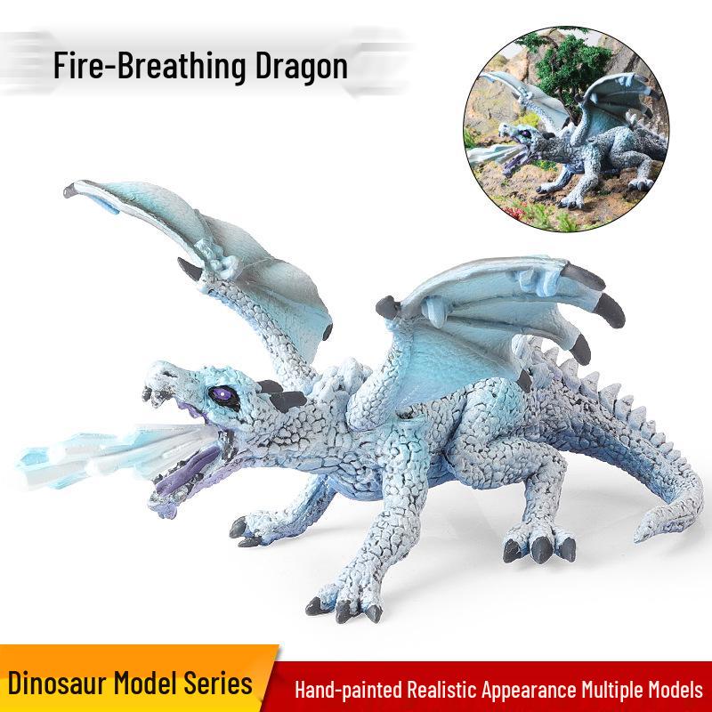 Children's Fantasy Dragon Toy Set: Knight, Elf, Animal, and Fire-Breathing Flying Dragon Model