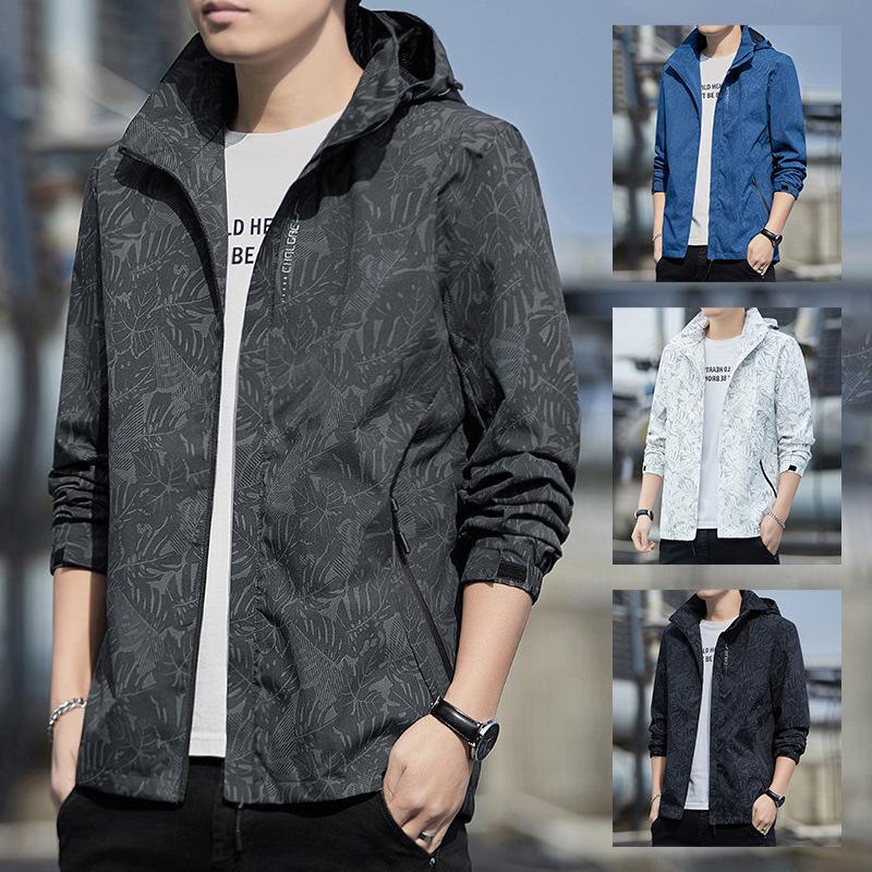 Men's Plus Size Hooded Windbreaker Jacket - Casual Spring Student Outerwear
