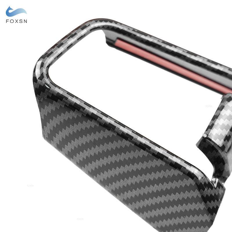 For Porsche Cayenne 2pcs Car ABS Carbon Fiber Texture Interior Steering Wheel Button Cover Protective Trim