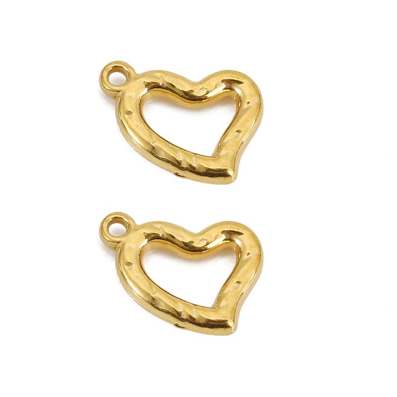 5pcs Never Fade PVD Stainless Steel Necklace Charms Lot Earrings Pendants Heart Charms for DIY Bracelet Findings Jewelry Making