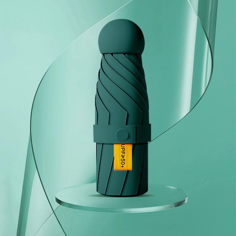 Black Plastic 50% Fold Ultra-Light Pocket Umbrella - Portable, Mini, for Sun/Rain