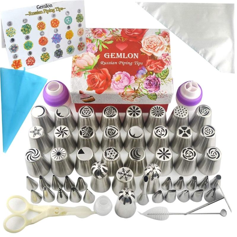 88Pcs Baking Supplies Kit 49Pcs Frosting Piping 3Pcs Russian Ball Piping Tips Flower Frosting Tip Baking Flower Nozzle