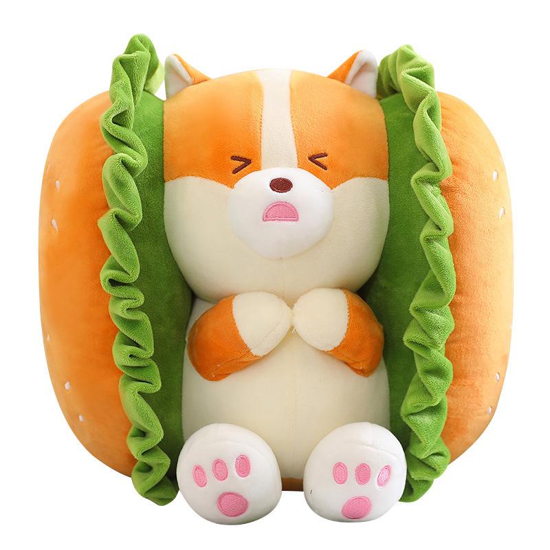 

Plush Rabbit Corgi Toy Stuffed Doll Hamburg Pillow Gift Decoration Collection Corgi,25cm/9.84in
