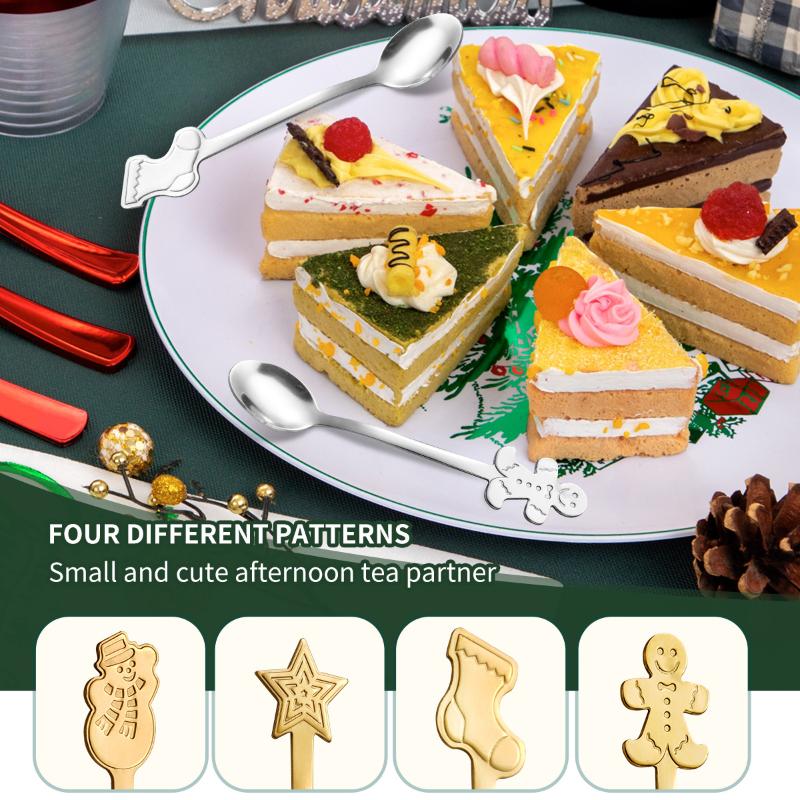 Christmas Spoon Stainless Steel Christmas Tree Tea Spoon For Home, Xmas Coffee Spoon Dinner Forks Dessert Spoon Stirring Spoon