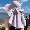 with Shawl Sunshade Bucket Hat Big Bowknot Aiti UV Fishman Hat New Design Bow Sun Hat  Beach