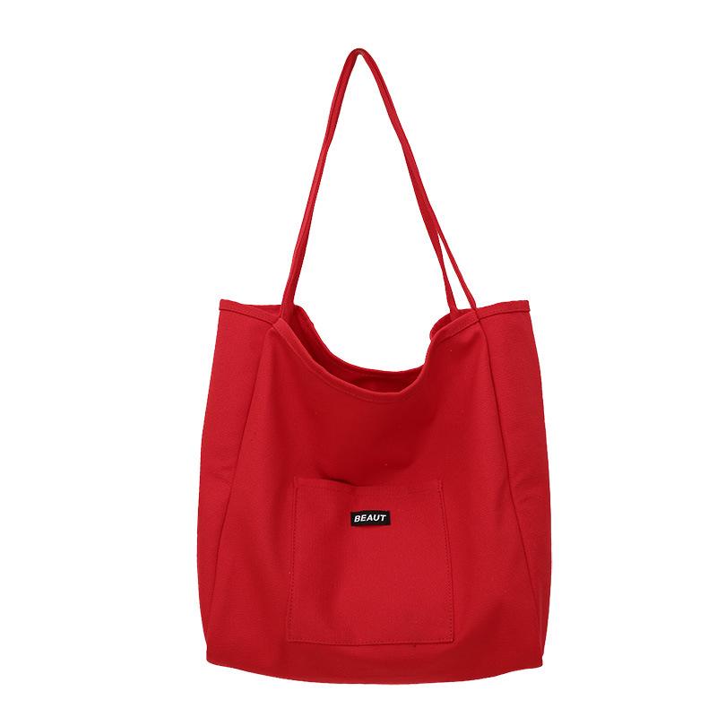 Candy Color Letter Canvas Bag Large Capacity Shoulder Tote Bag красный