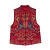 Women's Chinese Retro Embroidered Flower Vest - Sleeveless Cardigan
