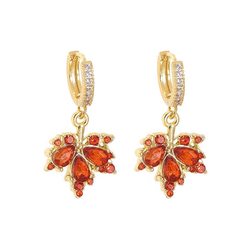 Thanksgiving Cartoon Oil Drip Sunflower Pumpkin Maple Leaf Set Stud Earrings Personalized Earrings