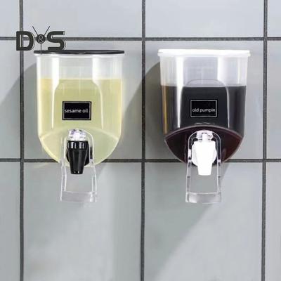 1/2Pcs Oil Bottle Dispenser for Kitchen Wall Mounted Clear Plastic Condiment Container with Wide Mouth Cap