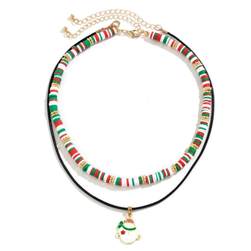 Christmas Beaded Necklace Trendy Pendant Clavicle Chain Trendy Neck Jewelry Gift for Holiday Party Occasion & Daily Wear