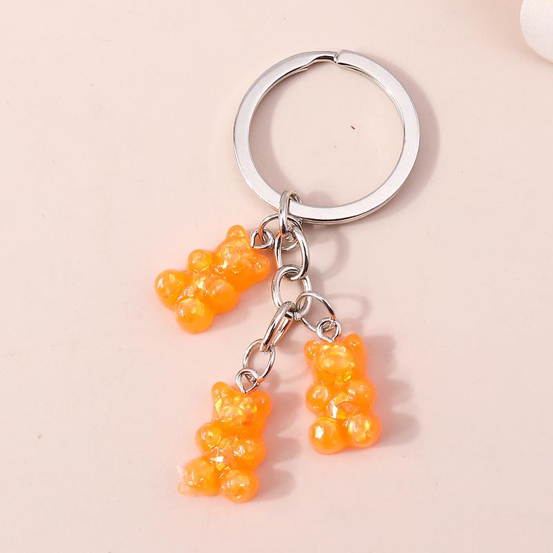 Colorful Resin 3D Bear Keychain Animal Key Rings Pendants for Women Girl Key Holder Handbag Pendants Charms DIY Jewelry Gifts