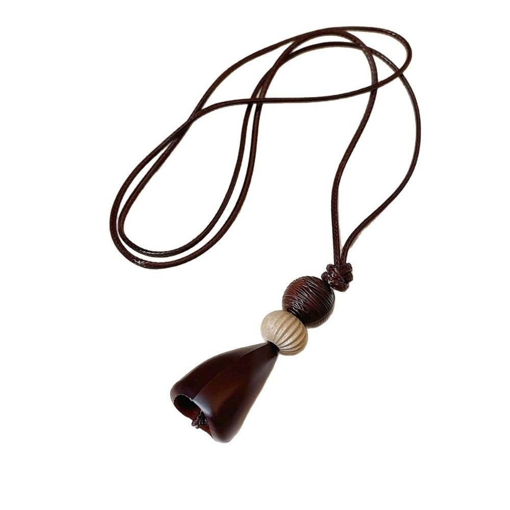 Adjustable Rope Bohemian Long Necklace Brown Rope Sweater Chain For Women Daily Wear