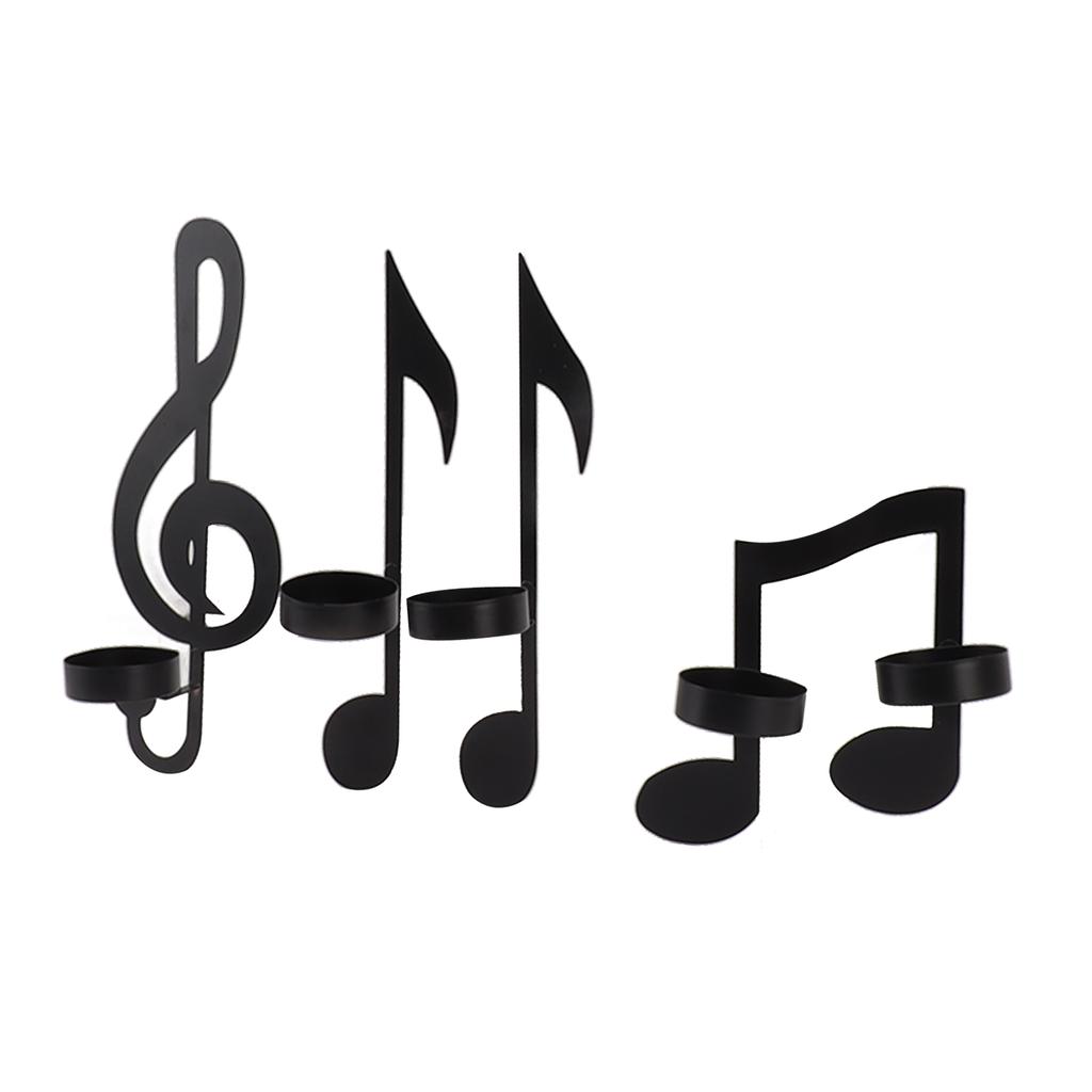4Pcs Unique Iron Black Music Note Wall Sconce Candle Holder Wall Mount Hanging Tea Light Candle