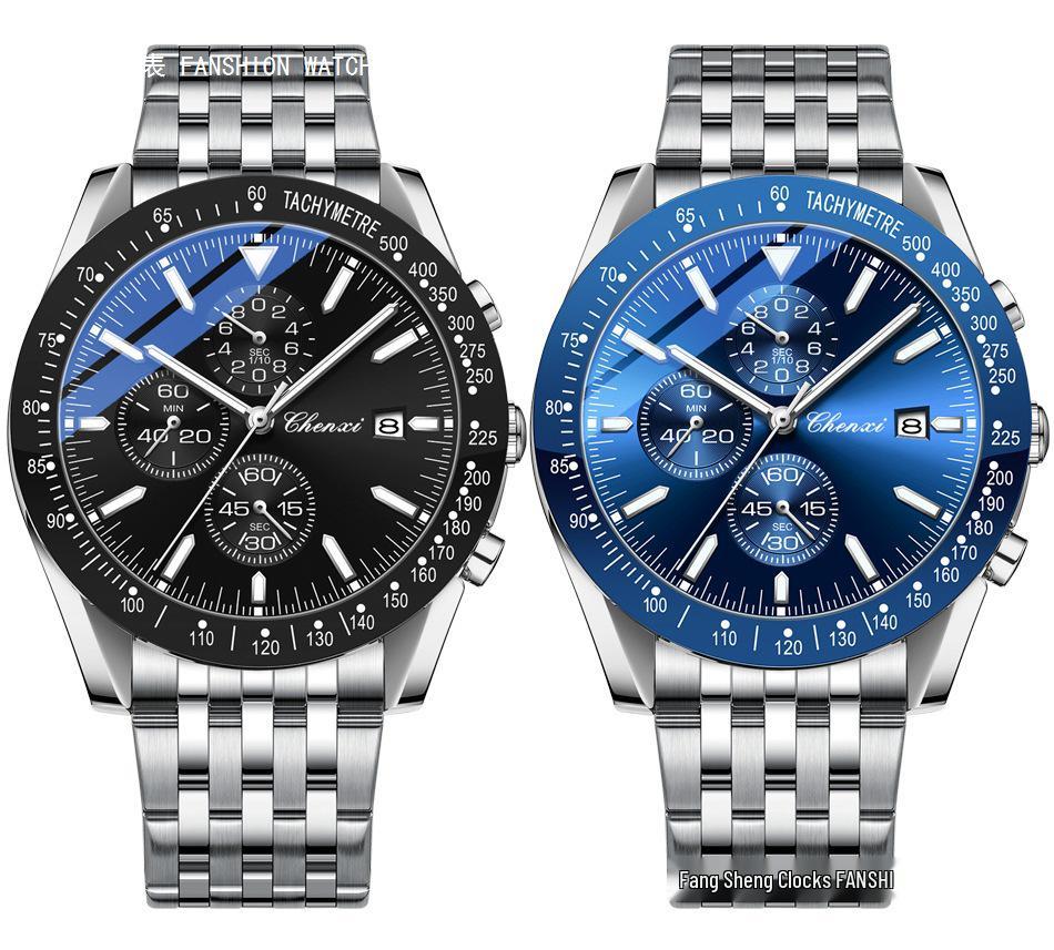 CHENXI Men's Multifunctional Sports Chronograph with Luminous Steel Band - Quartz Watch