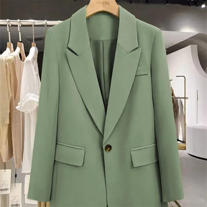 

Brown Single-Breasted Blazer Women s Slim Fit Formal Office Classic Solid Color Work Outerwear S зелений