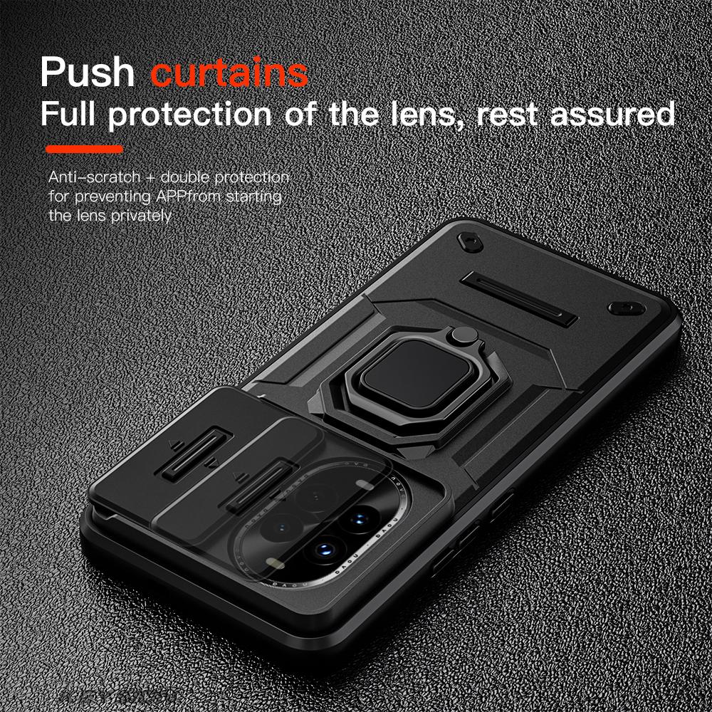 KEYSION Shockproof Case for Huawei Nova 13 Pro Slide Camera Lens Protection Ring Stand Phone Back Cover for Huawei Nova13 13 Pro