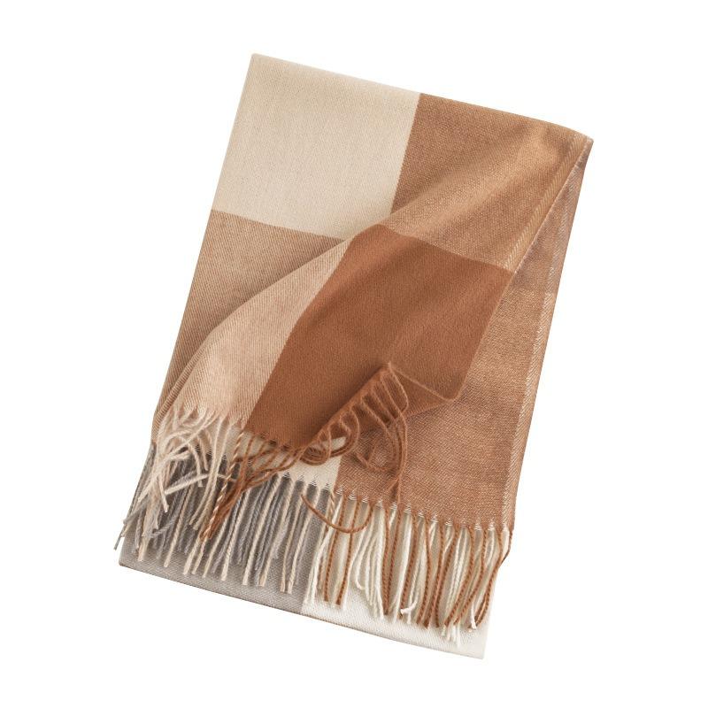 Imitation cashmere scarf Fashion commuter plaid scarf Women's elegant and versatile shawl temperament Warm and cold-proof scarf