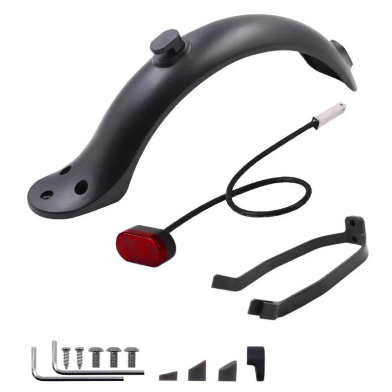 Rear Mudguard Replacement Set for Electric Scooter Daily Commuting Upkeep with ABS Splashes, Support Brackets and Hardware