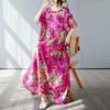 Simple and Fashionable Long Skirt Summer Short Sleeved Round Neck Printed Dress