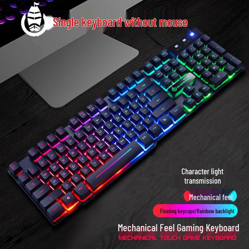 2024 New Luminous Rainbow Backlit Keyboard & Mouse Set with Mechanical Feel