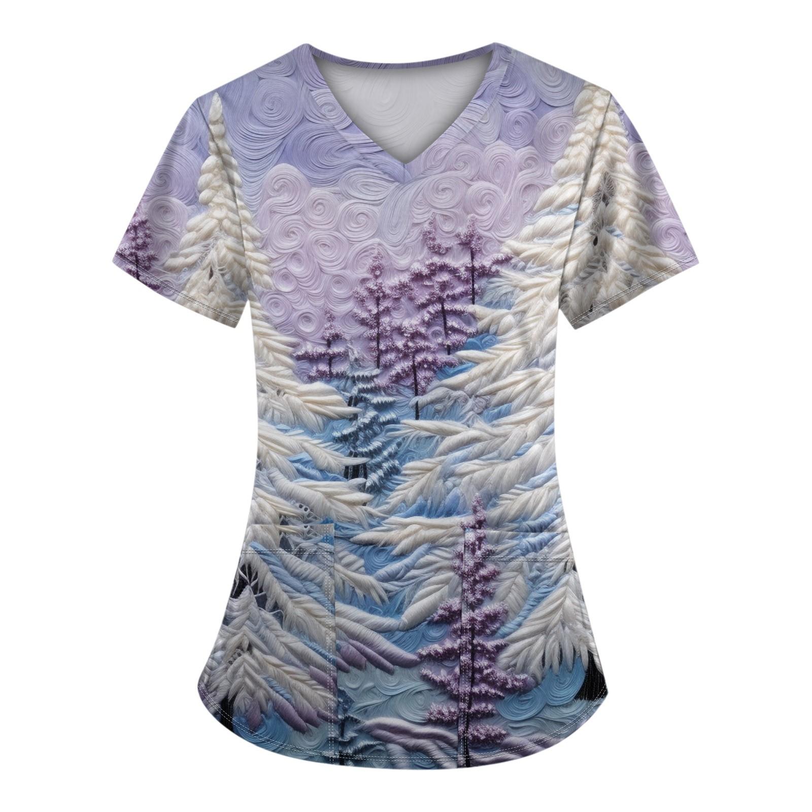 

Жіноча різдвяна робоча уніформа з V-подібним вирізом і кишеньковою захисною уніформою S фіолетовий