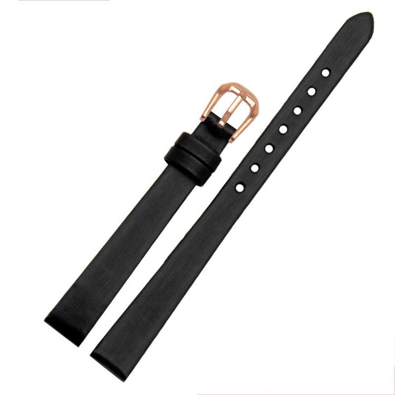 Quality Spun Silk + Genuine Leather Watchband 6mm 8mm 10mm 12mm 14mm For The Womens Wrist Watch Bracelet Red Black White Blue