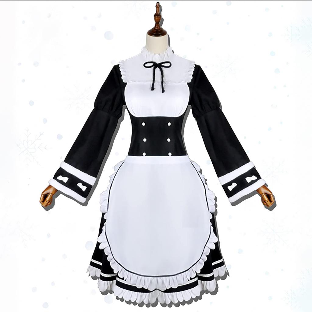 [milky Time] Re:ZERO -Starting Life In Another World- Re:ZERO Cosplay Maid Clothes Halloween Rem Lamb Long Sleeve (Lamb, Long Sleeve Maid, M)