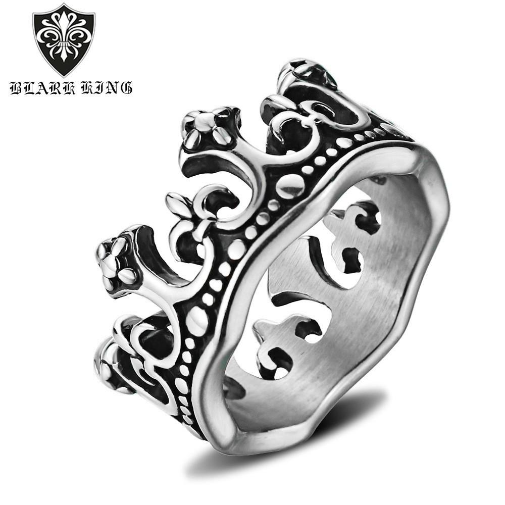 European American Stainless Steel Crown Ring Band - Titanium King Jewelry