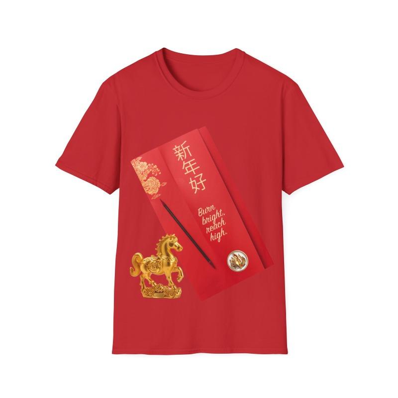 Fire Horse Lucky Fortune Red Envelope 2025 Lunar New Year of The Snake Cotton Tshirt Casual Fashion Soft Outdoors Comfortable