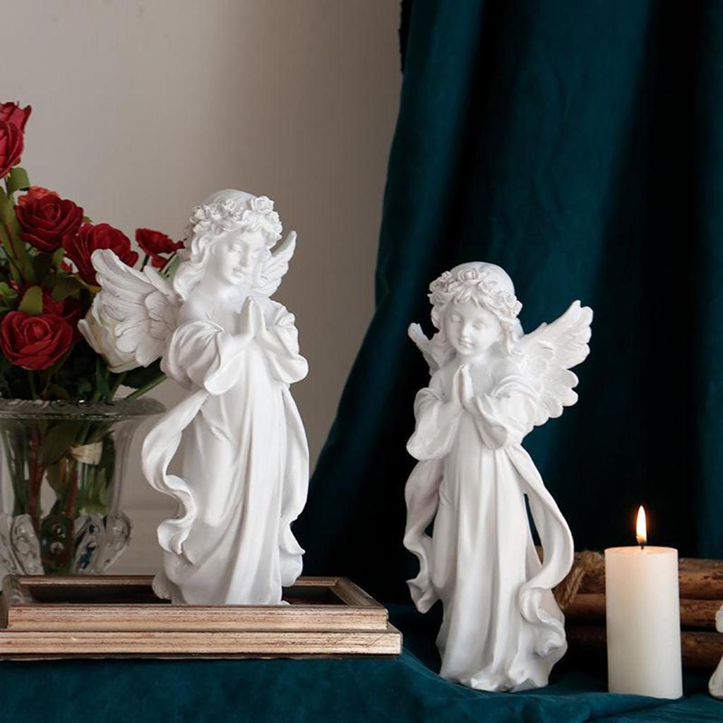 Cute Resin Praying Angel Figurine European Style Fairy Prayer Angel Shelf Sculpture Desktop Ornament