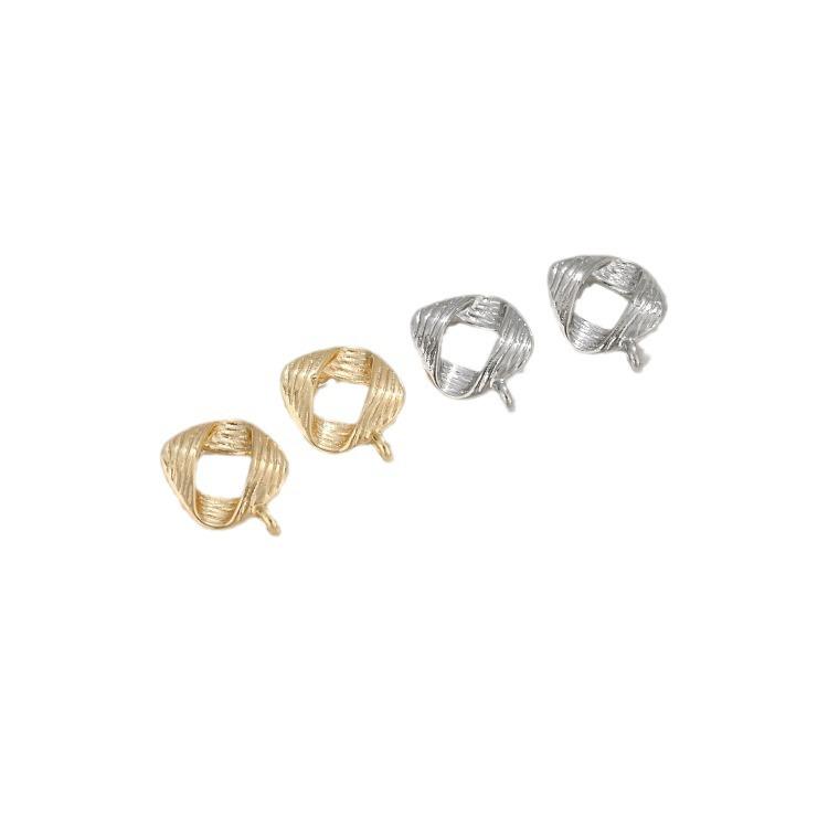 14K Gold-Filled Textured Square Stud Earrings with 925 Silver Posts & Jump Rings