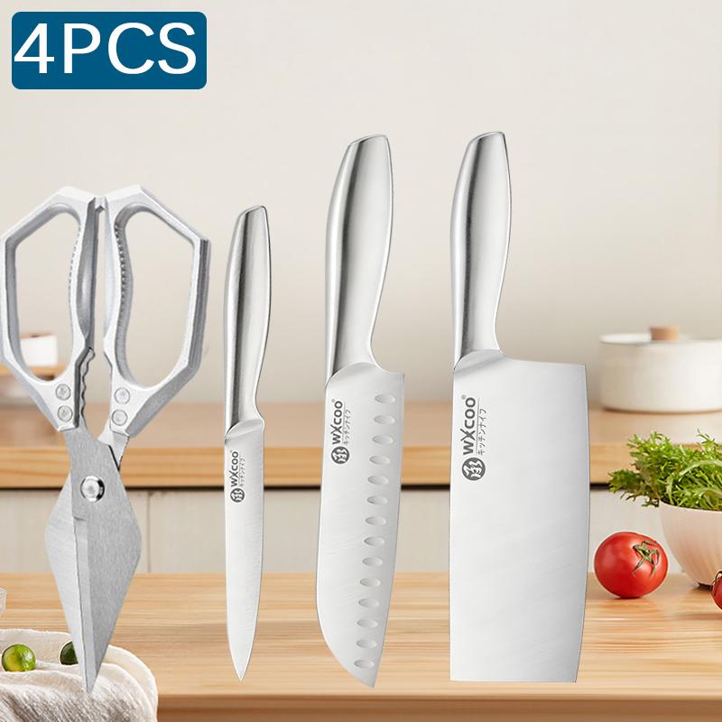 WXCOO Professional Japanese Kitchen Knife Stainless Steel Meat Chopping Knife for Cut Fruit Vegetable Knife with Steel Handle