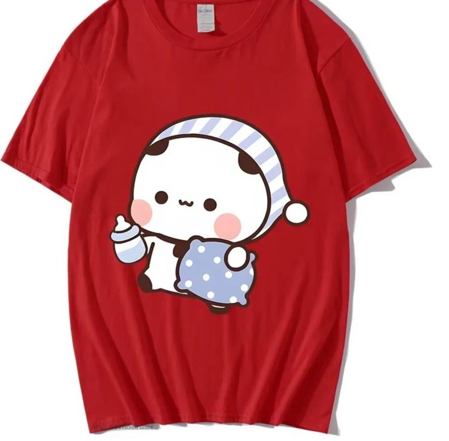 Couple Shirts Kawaii Cute Bubu Panda Going To Sleep With Dudu Bear Graphic Tshirt Cotton Unisex Unisex Clothes Long Sleeve Tees