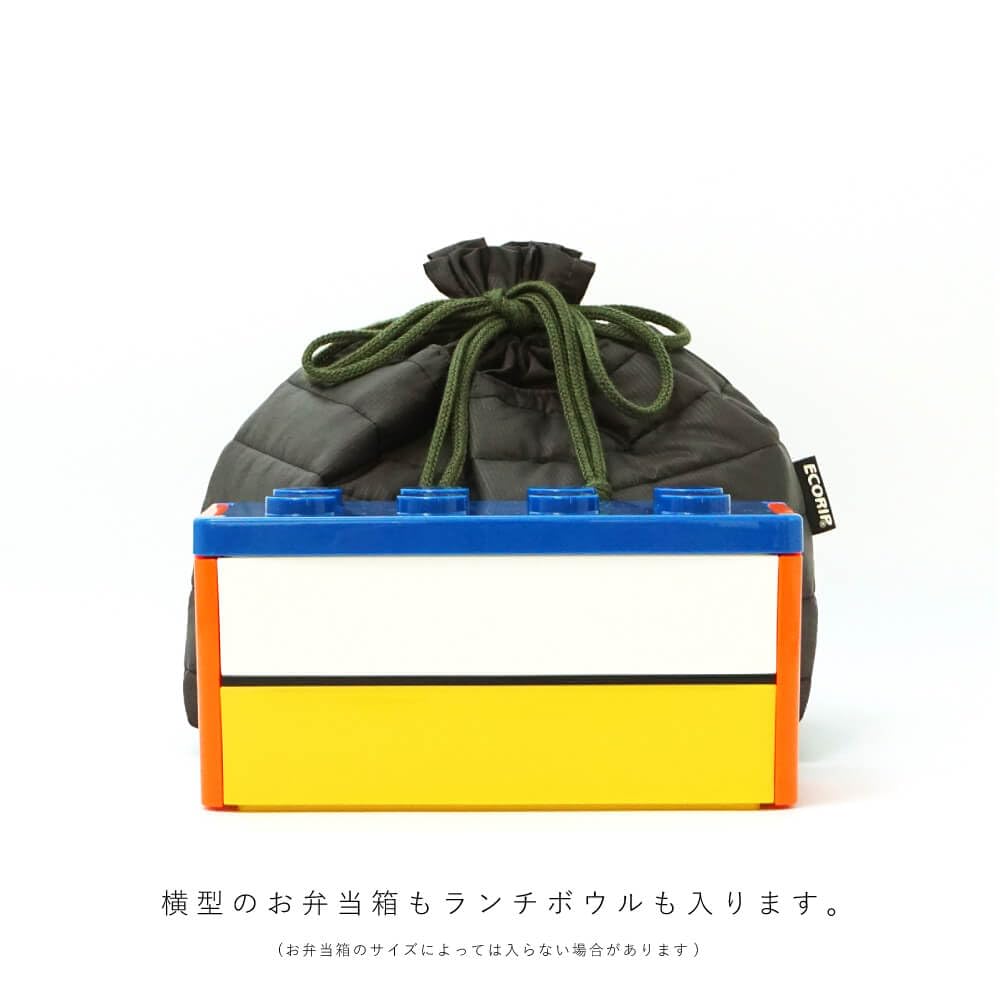 Padou Ecorip Cooler Drawstring Large Made with Recycled Lunch Bento Insulates and Keeps Food Cold and Made In Japan Bag, (Dark Gray), Water-Repellent,