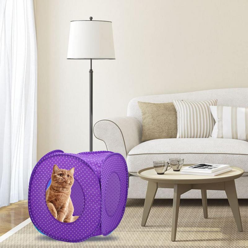 Expandable and flexible cat play tent with a cat toy ball, easy to store, 39 x 39 cm