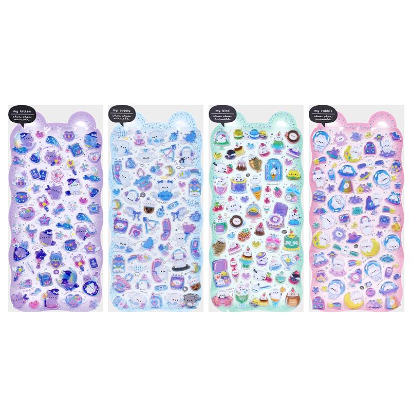 

4 шт. Смешанные Мультяшные Космические Щенки Кролики Кошки Декор Наклейки Скрапбукинг DIY Журналирование Милые Канцелярские Принадлежности Наклейка для Дневника Подарок