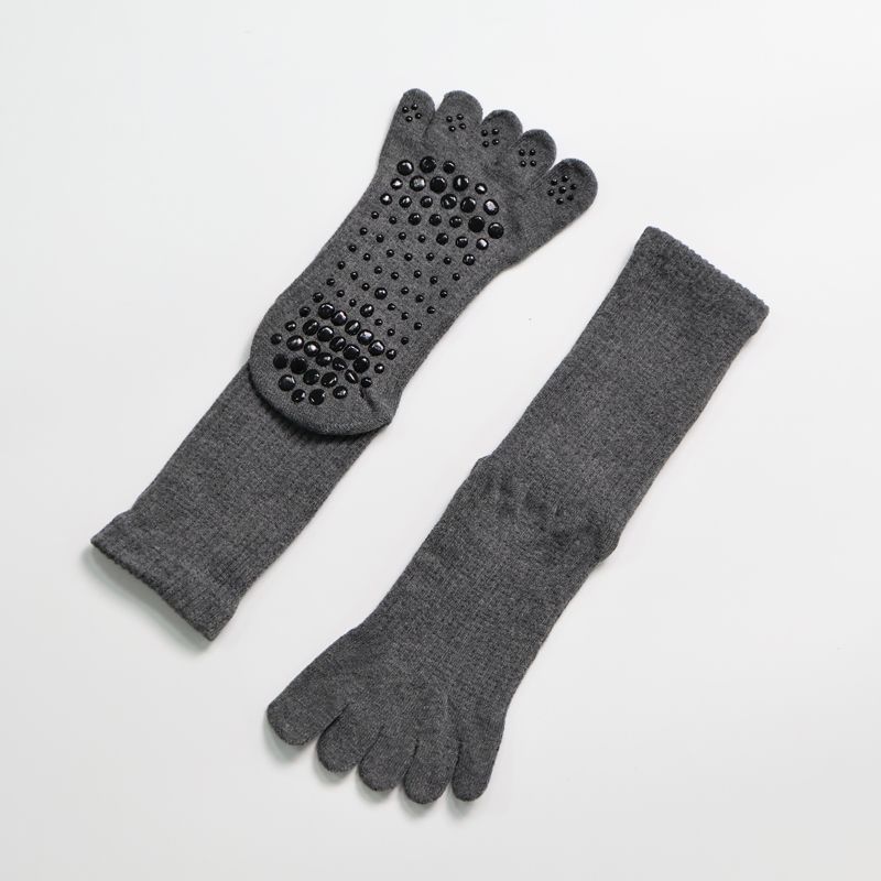 

Yoio Yoga Socks Non Slip Five Toe Micro Pressure Cotton Calf Tube Socks Breathable Pilates Socks Sports Dance Pantyhose Dark gray