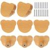 WTEMPO Teddy Bear Head/Heart Shaped Wooden Cabinet Handles Beech Drawer Handles DIY Wardrobe/Door Handle with Screws Furniture Hardware Accessories