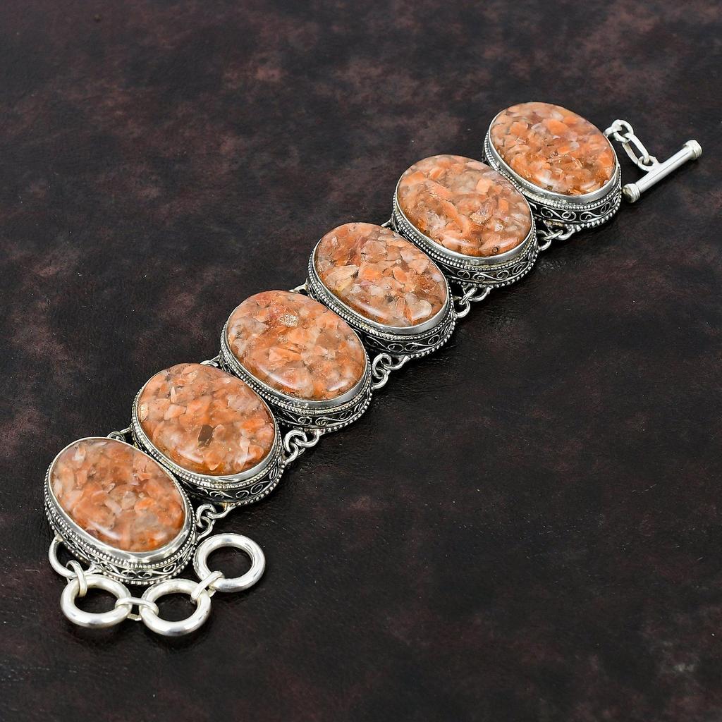 Sunstone Bracelet 925 Sterling Silver Bracelet Gemstone Vintage Bracelet Dainty Jewelry Adjustable Chain Bracelet Handmade Bracelet For Gift