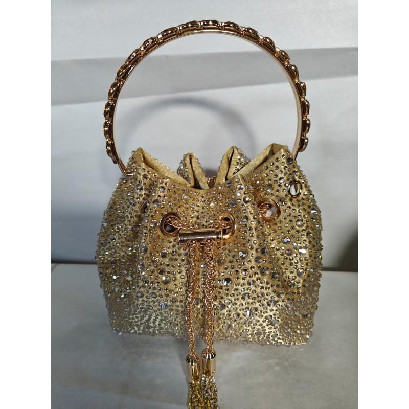 2026 Womens Crystal-Embellished Crossbody Bag Fringe Detail Small Square Shoulder No Top Handle