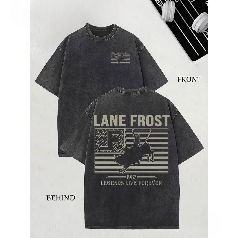 

European sizes Men s T-Shirt - Oversized Cowboy Logo Western Rodeo Design, Distressed Retro Washed Tee for Summer Wear, Loose Fit Round Neck Shirt S чёрный
