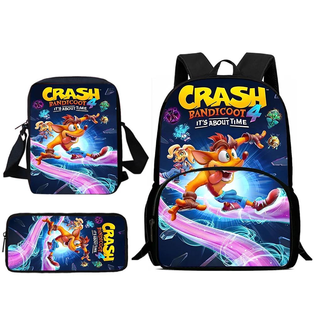 Child Backpacks Cartoon Crashs Bandicoots Shoulder Bag Pencil Case Pupil Large Capacity School Bags For Boys Girls Best Gift