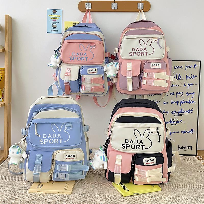 Backpack for Middle School Students, Korean Style Trendy Color-blocking Backpack